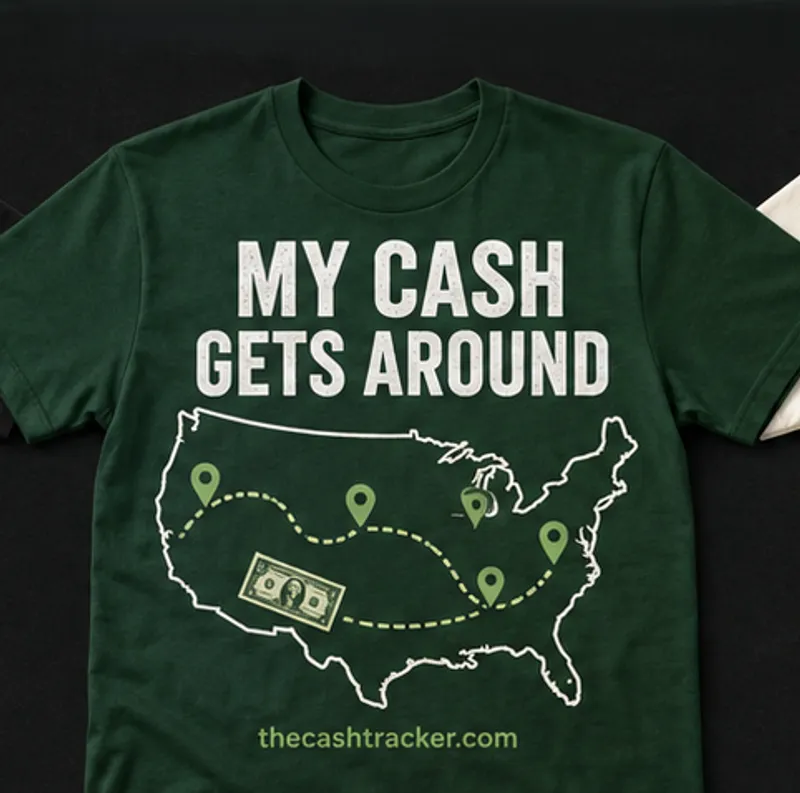My Cash Gets Around — Gets Around Tee — Forest Green TheCashTracker t-shirt design